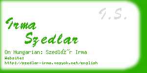 irma szedlar business card